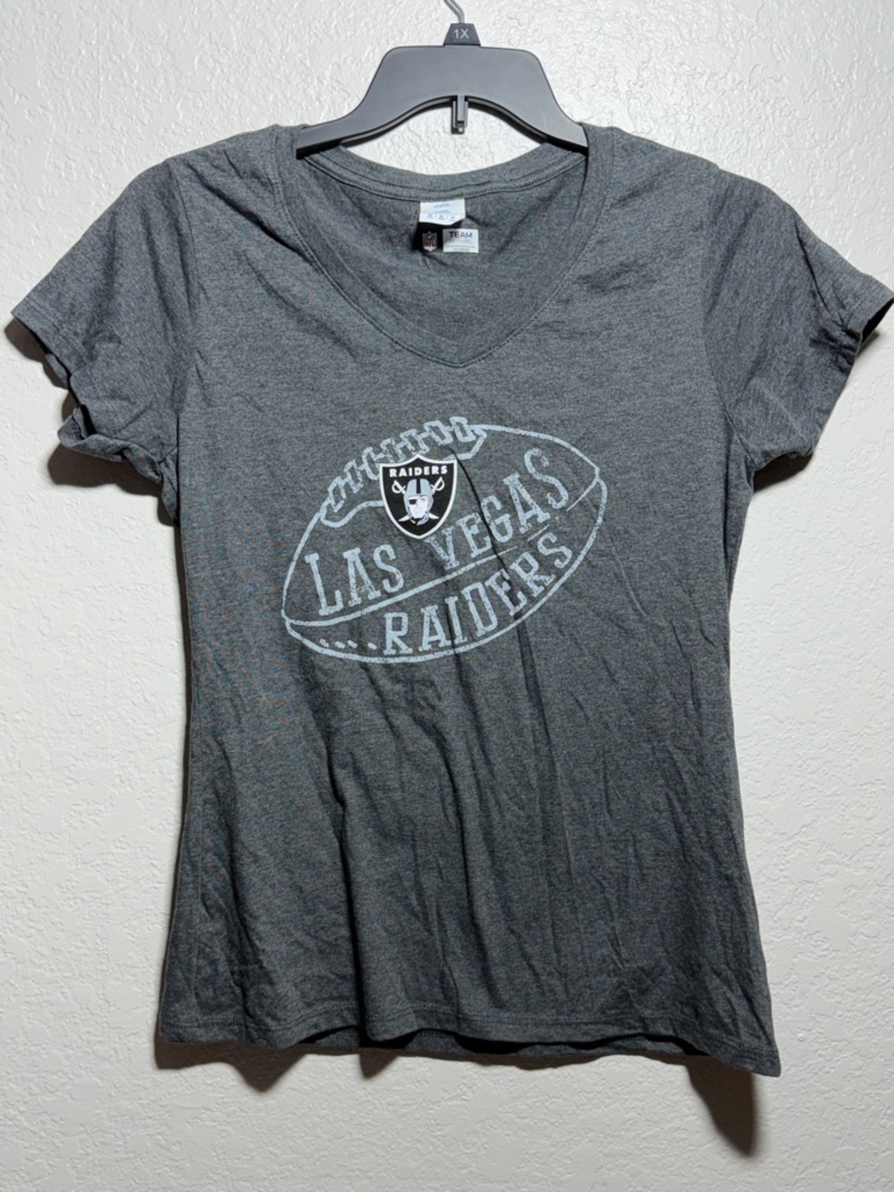 Las Vegas Raiders Women's Gray V-Neck Tee by Riders by Lee